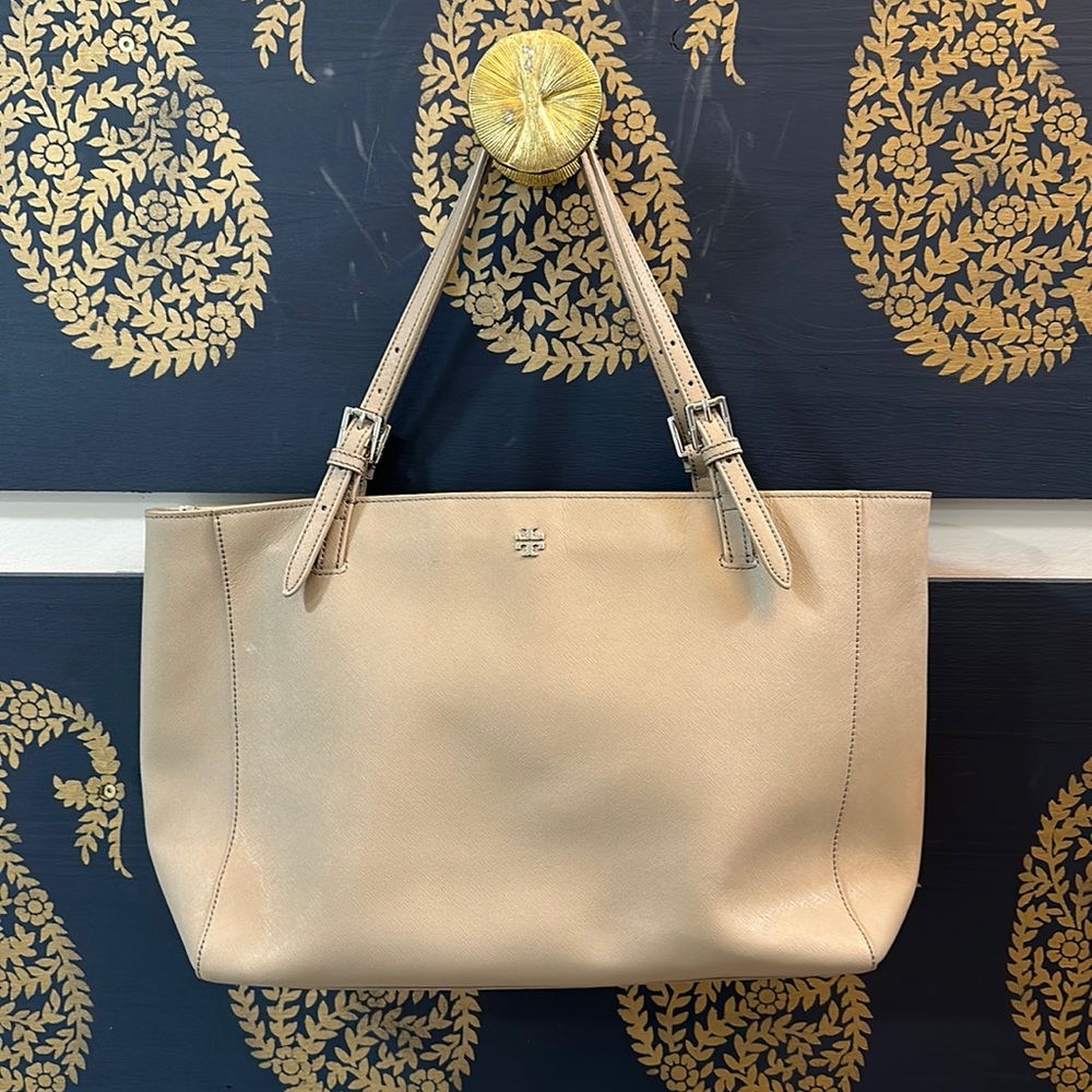 Tory Burch | Leather Buckle Tote | Gray